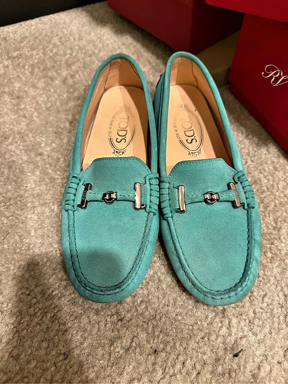 Tod's Gommino Suede Loafers with Metal Hardware Blue EU 37